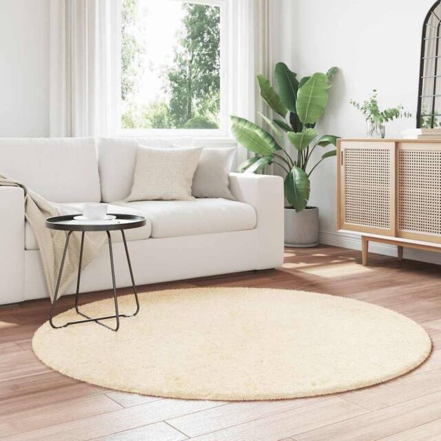 Berkfield Home Shaggy Rug High Pile NAVARRA Cream 160x160 cm Polyester - Size: Medium - image 1