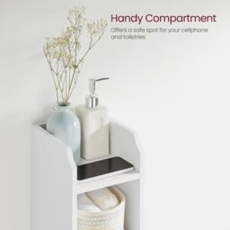 VASAGLE Narrow Bathroom Storage Cabinet with Door & Shelves in White - thumbnail 4