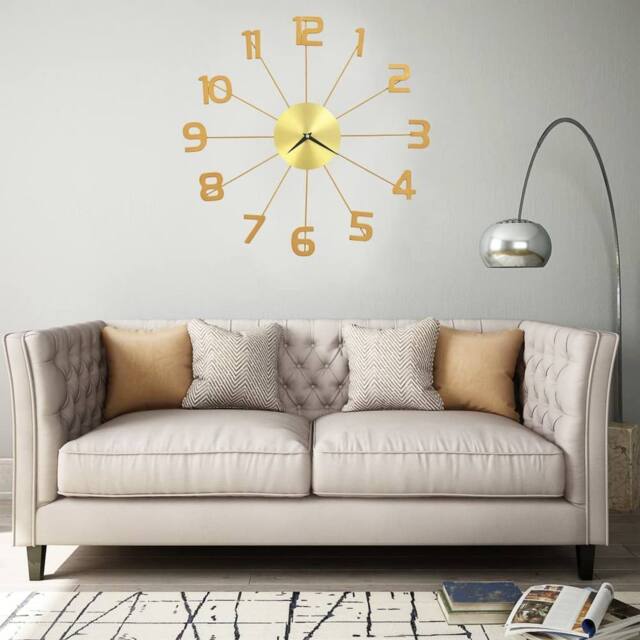Berkfield Home Wall Clock Metal 50 cm Golden in Gold - image 1