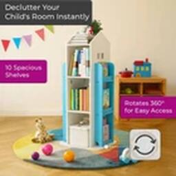 Havendro Blue 360° Rotating Kids' Children's Freestanding Bookshelf Bookcase - thumbnail 3