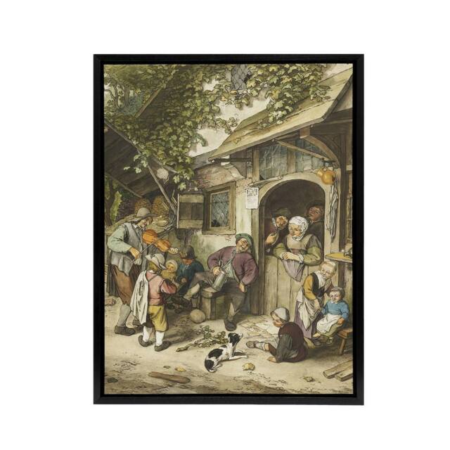 "Artery8 Cornelis Ploos van Amstel Violin Player At An Inn Framed Canvas Art - Size: W12"" x H16""" - image 1