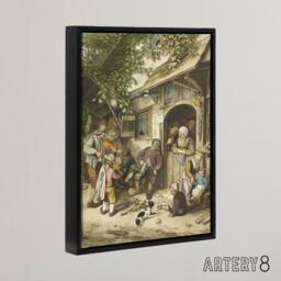 "Artery8 Cornelis Ploos van Amstel Violin Player At An Inn Framed Canvas Art - Size: W12"" x H16""" - thumbnail 2