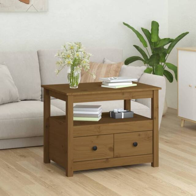 Berkfield Home Beautiful Coffee Table Honey Brown 71x49x55 cm Solid Wood Pine - Size: 71 x 49 x 55 cm - image 1