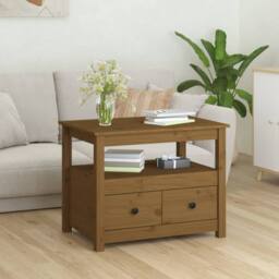 Berkfield Home Beautiful Coffee Table Honey Brown 71x49x55 cm Solid Wood Pine - Size: 71 x 49 x 55 cm - thumbnail 1