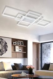 110cm 3 Lights Neutral Style Cool White Rectangular LED Semi Flush Ceiling Light - thumbnail 3