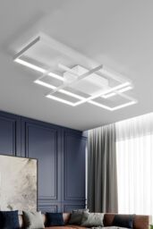 110cm 3 Lights Neutral Style Cool White Rectangular LED Semi Flush Ceiling Light - thumbnail 1