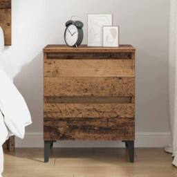 Berkfield Home Bed Cabinet Old Wood 40x35x50 cm Engineered Wood in Brown - Size: 40 x 35 x 50 cm - thumbnail 4