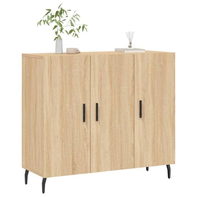 Berkfield Home Sideboard Sonoma Oak 90x34x80 cm Engineered Wood in Light Brown - Size: 90 x 34 x 80 cm - image 1
