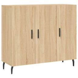Berkfield Home Sideboard Sonoma Oak 90x34x80 cm Engineered Wood in Light Brown - Size: 90 x 34 x 80 cm - thumbnail 3