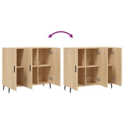 Berkfield Home Sideboard Sonoma Oak 90x34x80 cm Engineered Wood in Light Brown - Size: 90 x 34 x 80 cm - thumbnail 9