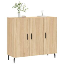 Berkfield Home Sideboard Sonoma Oak 90x34x80 cm Engineered Wood in Light Brown - Size: 90 x 34 x 80 cm - thumbnail 1