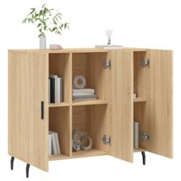 Berkfield Home Sideboard Sonoma Oak 90x34x80 cm Engineered Wood in Light Brown - Size: 90 x 34 x 80 cm - thumbnail 4