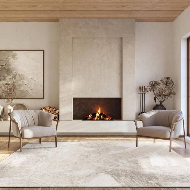 Desire Rugs Elysium Modern Abstract Area Rug Metallic Sheen -Expression in Light Beige - Size: 200 cm x 290 cm - image 1