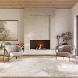 Desire Rugs Elysium Modern Abstract Area Rug Metallic Sheen -Expression in Light Beige - Size: 200 cm x 290 cm - thumbnail 1