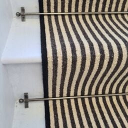 RainbowHome Stripe Quality Wool Stair Runner Loop Pile With 100% Pure Wool Edge in Black - Size: 55 cm x 700 cm - thumbnail 2