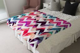 Benjamin Tate Design Tropical Geometric Zig Zags Blanket in Natural - Size: 120 cm x 150 cm - thumbnail 3