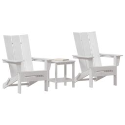 Berkfield Home 3 Piece Garden Lounge Set White HDPE - thumbnail 3