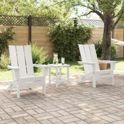 Berkfield Home 3 Piece Garden Lounge Set White HDPE - thumbnail 4