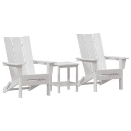Berkfield Home 3 Piece Garden Lounge Set White HDPE - thumbnail 2