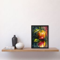 "Artery8 Apple Still Life Modern Artwork Fruit Mirror Framed Art Print in Green - Size: W12"" x H16""" - thumbnail 4