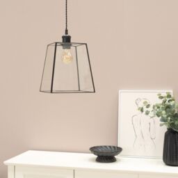 ValueLights Susie Pair of Glass Pendant Lantern Case Easy Fit Lamp Shade with LED Bulbs in Black - thumbnail 4