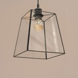 ValueLights Susie Pair of Glass Pendant Lantern Case Easy Fit Lamp Shade with LED Bulbs in Black - thumbnail 3