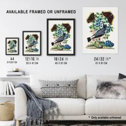 Artery8 Northern Wheatear & Mourning Cloak Bolton Framed Wall Art Print - Size: A4 - thumbnail 3