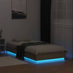 Berkfield Home Bed Frame Frame with LED Lights Sonoma Oak 75x190 cm Small Single in Brown - thumbnail 5