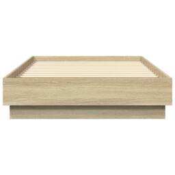 Berkfield Home Bed Frame Frame with LED Lights Sonoma Oak 75x190 cm Small Single in Brown - thumbnail 6