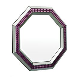 Orsina Purple & Mirrored Glass Octagonal Wall Mirror, Full Size Decorative Mirror, Large Glass Accent Mirror