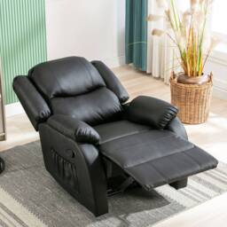 Fascinate Black Leather Recliner Chair with Side Pocket - thumbnail 4
