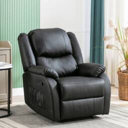 Fascinate Black Leather Recliner Chair with Side Pocket - thumbnail 2