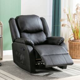 Fascinate Black Leather Recliner Chair with Side Pocket