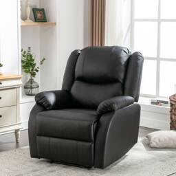 Fascinate Black Leather Recliner Chair with Side Pocket - thumbnail 3