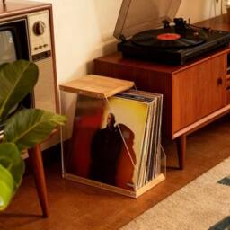 FLAVORA Premium Vinyl Record Storage with Clear Acrylic Holder in Natural - Size: 500mm - thumbnail 3