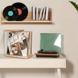 FLAVORA Premium Vinyl Record Storage with Clear Acrylic Holder in Natural - Size: 500mm - thumbnail 5
