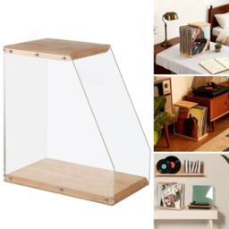 FLAVORA Premium Vinyl Record Storage with Clear Acrylic Holder in Natural - Size: 500mm - thumbnail 1