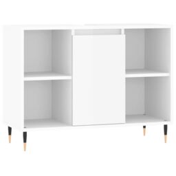 Berkfield Home Bathroom Cabinet High Gloss White 80x33x60 cm Engineered Wood - Size: 80 x 33 x 60 cm - thumbnail 2