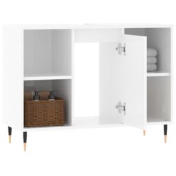 Berkfield Home Bathroom Cabinet High Gloss White 80x33x60 cm Engineered Wood - Size: 80 x 33 x 60 cm - thumbnail 4