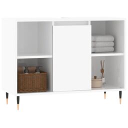 Berkfield Home Bathroom Cabinet High Gloss White 80x33x60 cm Engineered Wood - Size: 80 x 33 x 60 cm - thumbnail 3