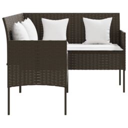 Berkfield Home 5 Piece L-shaped Couch Sofa Set with Cushions Poly Rattan Brown - thumbnail 5