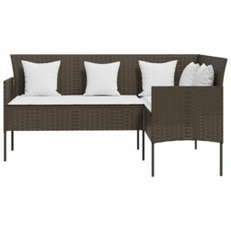Berkfield Home 5 Piece L-shaped Couch Sofa Set with Cushions Poly Rattan Brown - thumbnail 4