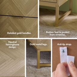 VonHaus Ducie 5 Drawer Herringbone Design Bedroom Chest of Drawers in Natural - Size: 1 Pack - thumbnail 7