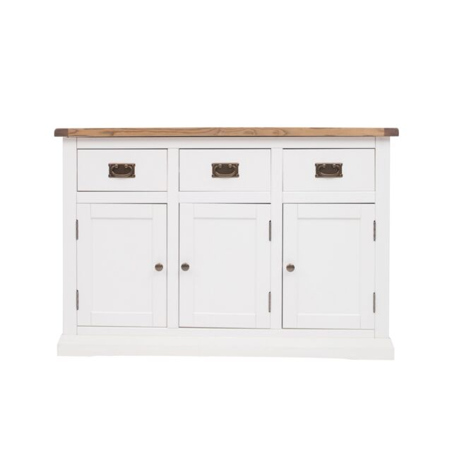 Cabinet Bits Cosenza Off-White 3 Drawer 3 Door Sideboard Brass Drop Handle - image 1