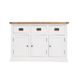 Cabinet Bits Cosenza Off-White 3 Drawer 3 Door Sideboard Brass Drop Handle
