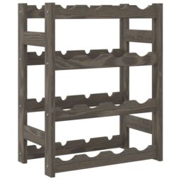 Berkfield Home Wine Rack for 16 Bottles Grey Solid Wood Pine - thumbnail 5