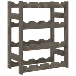 Berkfield Home Wine Rack for 16 Bottles Grey Solid Wood Pine - thumbnail 2