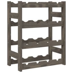 Berkfield Home Wine Rack for 16 Bottles Grey Solid Wood Pine - thumbnail 3