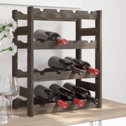 Berkfield Home Wine Rack for 16 Bottles Grey Solid Wood Pine