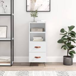 Berkfield Home Sideboard High Gloss White 34.5x34x90 cm Engineered Wood - thumbnail 2